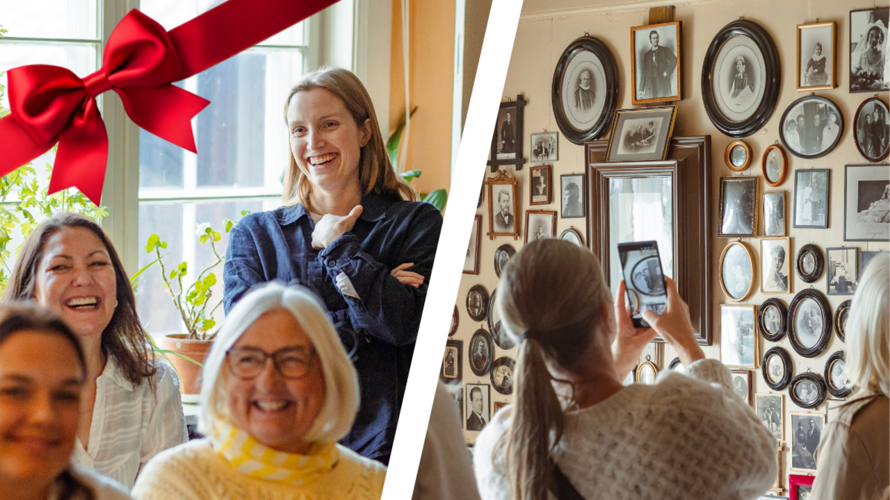 Årskort som julegave - bilde med sløyfe 2025